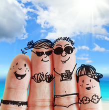 finger family travels at the beach as concept