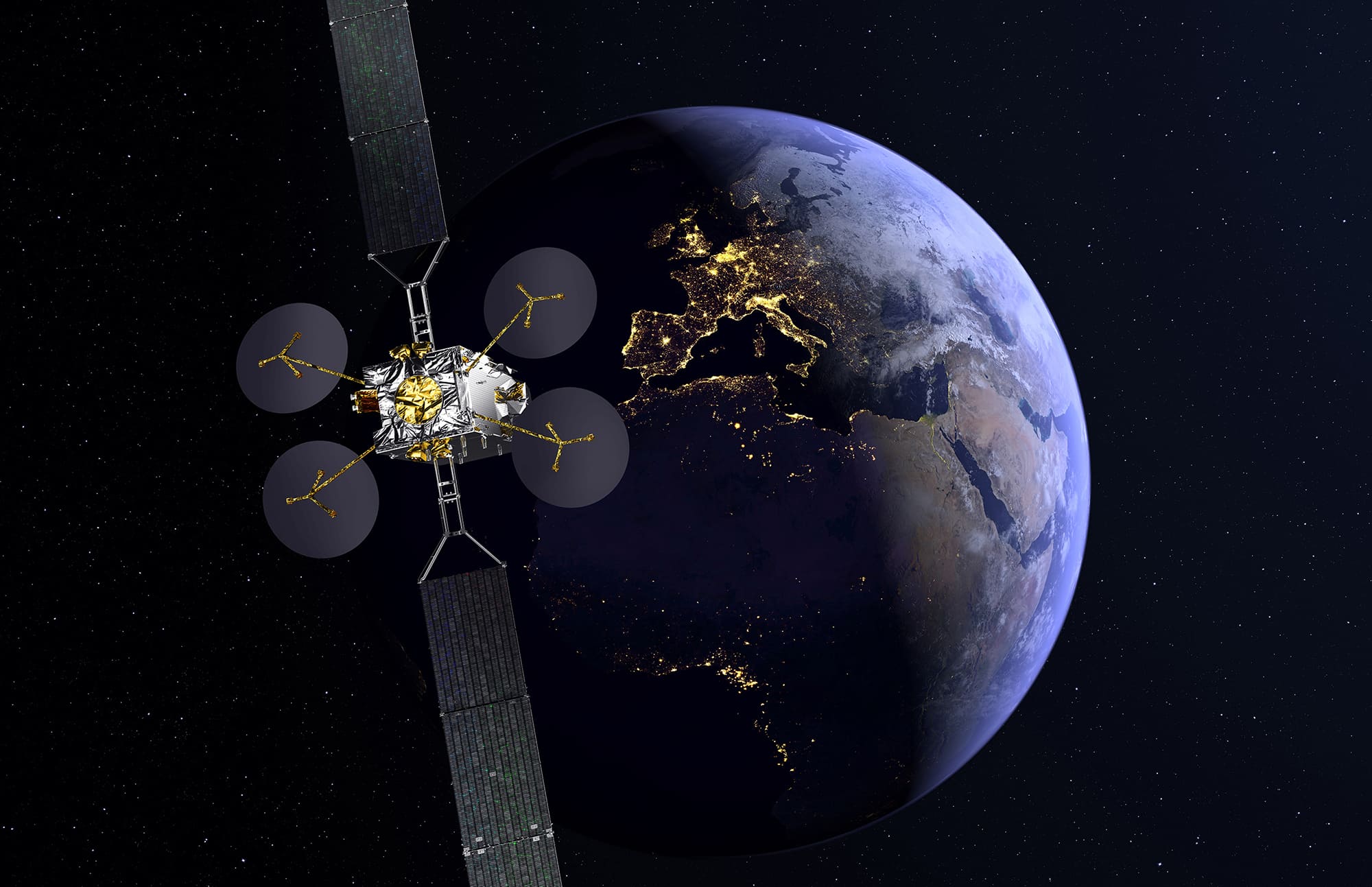 satellite Konnect en orbite géostationnaire autour de la Terre