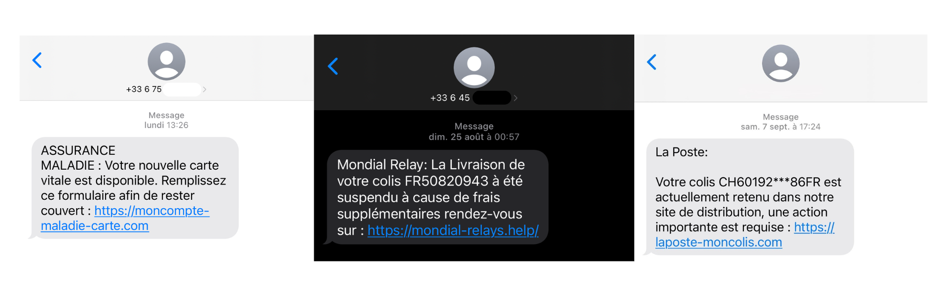 Exemple de phishing par SMS (ou Smishing)