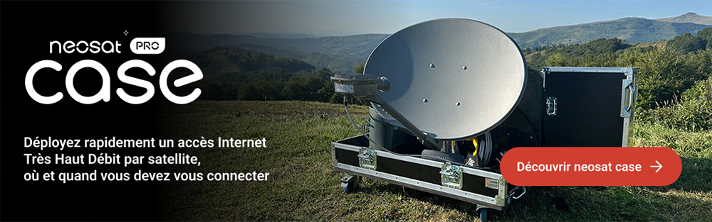 Neosat case offre un accès Internet satellite transportable, autonome et rapide pour les professionnels, même en situation de crise ou en zone isolée.